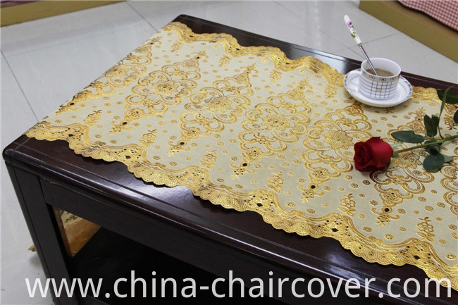 Popular Design Gold/Silver PVC Long Lace Table Runner